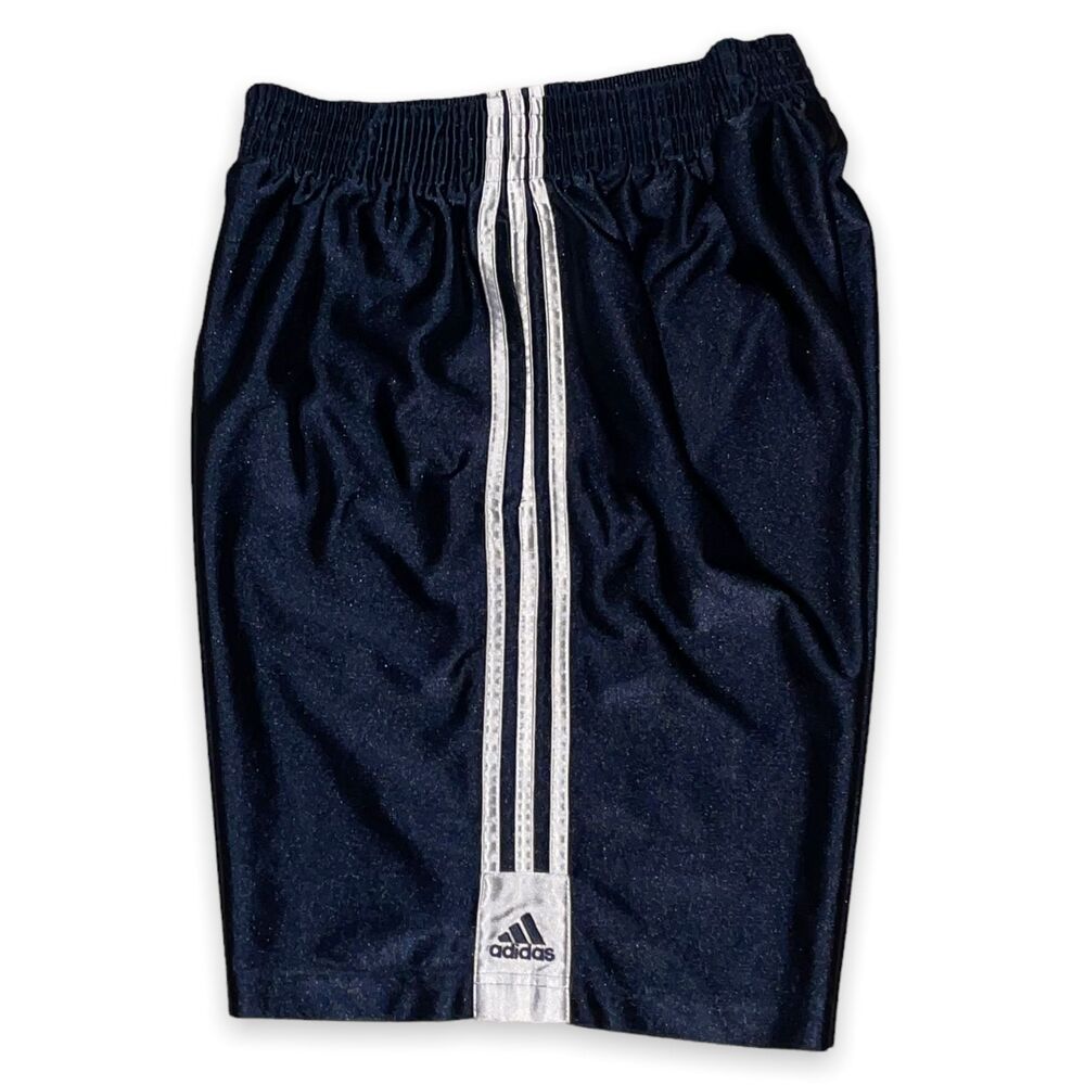 Adidas Vintage Rare Basic Stripe Basketball Shorts Navy Blue Dazzle Medium - Picture 10 of 11